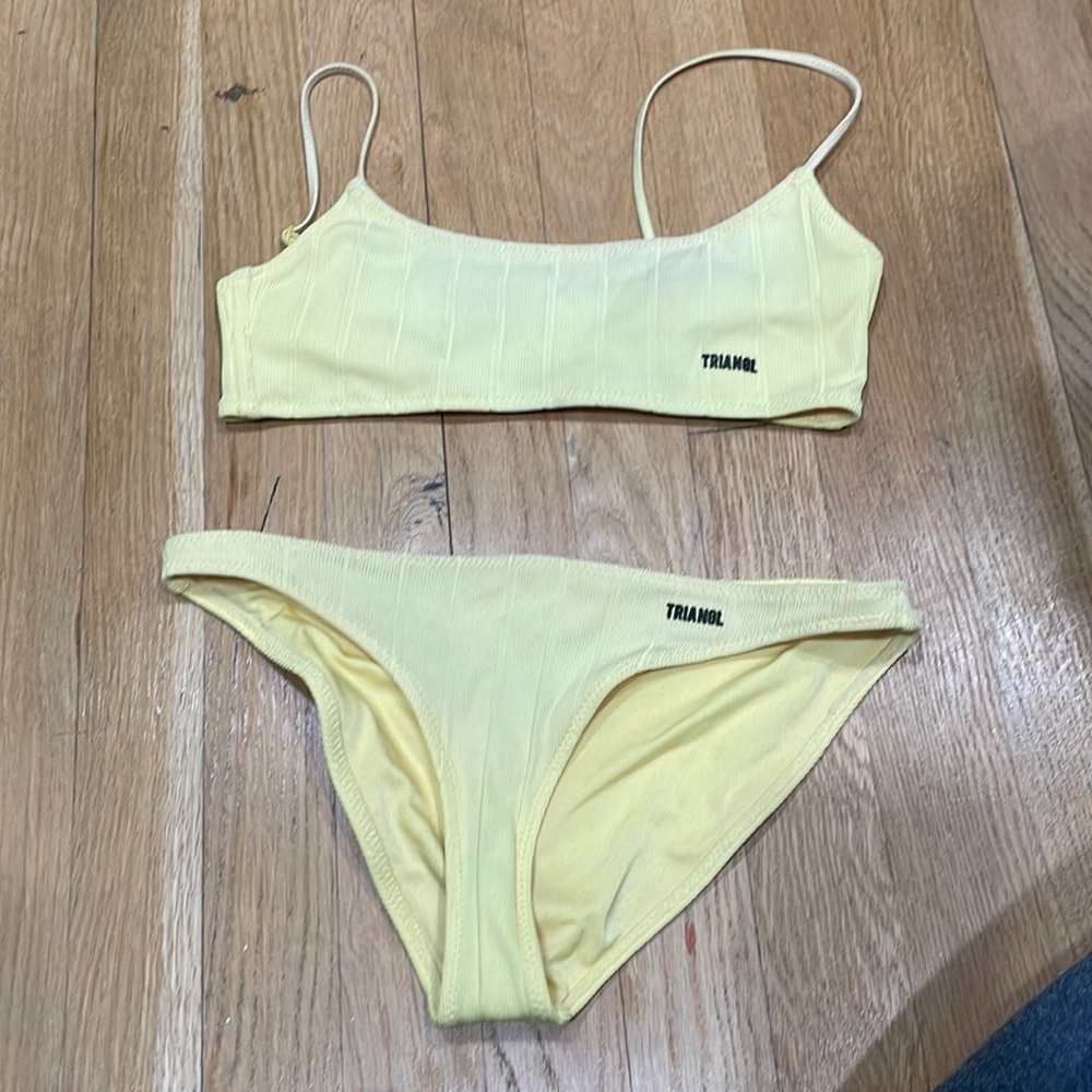Yellow triangl swim suit